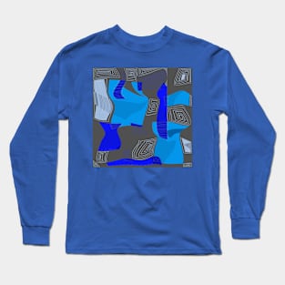 Mazipoodles Psychedelic Egyptian Collage Blue Gray Long Sleeve T-Shirt